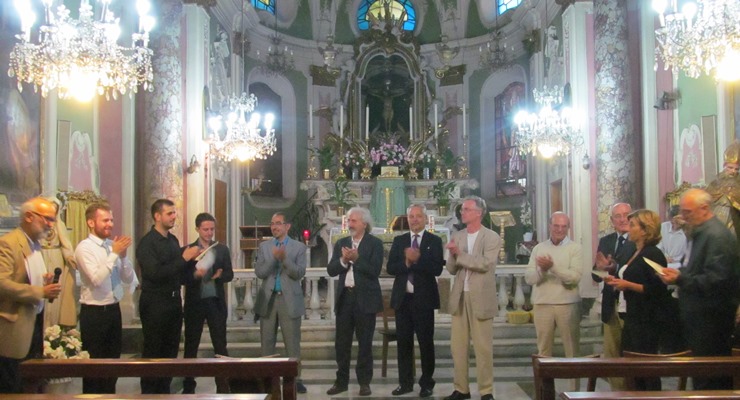 Andreas Grün su Pablo Márquez, Frédéric Zigante, Francesco Biraghi ir kitais kaip komisijos nariais Ruggero Chiesa gitaros konkurse 2014 metais Camogli mieste